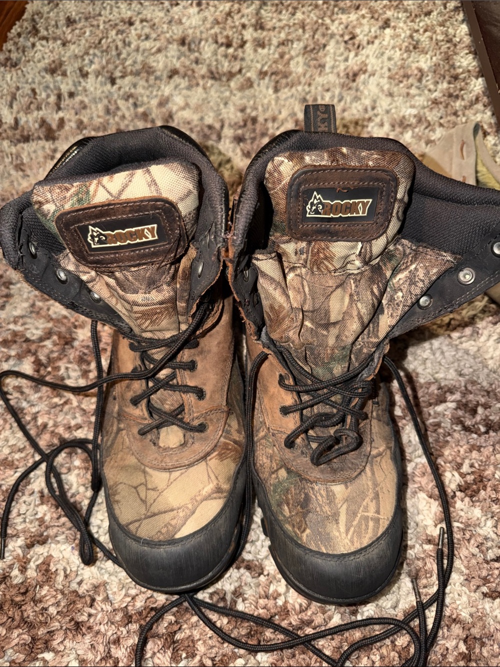 Rocky men’s Camo Lace-Up Boots in Brown and Black